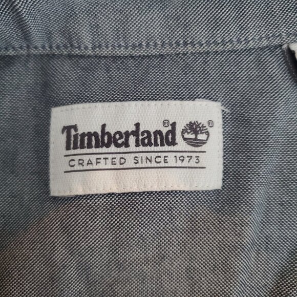 Timberland Button Down Shirt Oxford Blue Gray Long Sleeve Mens Large EUC - Picture 6 of 9